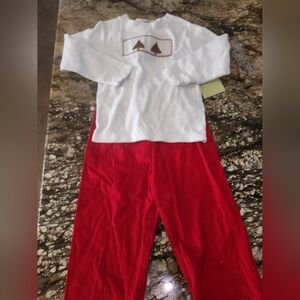 Cozy Kids Pants Set - White and Red